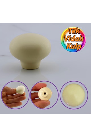 Kamelya Kulp Krem Polimer Düğme Kulp Mantar Mobilya Mutfak Dolabı Çekmece Kulbu Kulpları