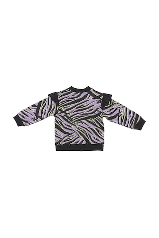 Panço Kız Çocukzebra Desenli Fermuarlı Sweatshirt Siyah 2321gb08022-2307 001