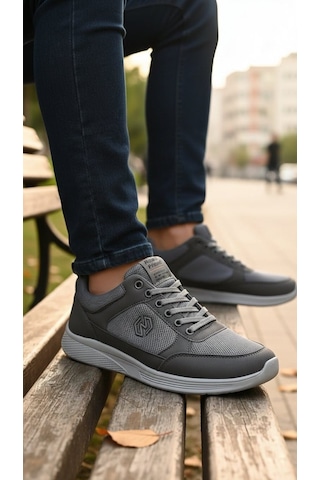 Stil Shoes Erkek Günlük Spor Yürüyüş Koşu Ayakkabısı Hafif Rahat Esnek Ortopedik Taban Ayakkabı 103 Füme