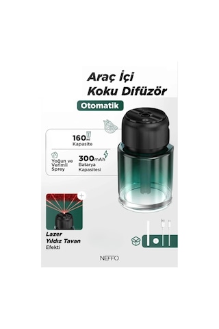 160 Ml Işıklı Akıllı Araç Aroma Kokusu Araba Kokusu Şarjlı Otomatik Hava Ferahlatıcı Koku li