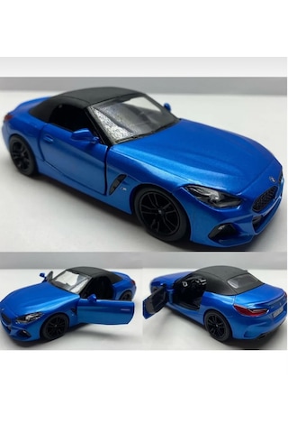 Oyuncak Bmw Z4 Diecast Açılır Kapılı Çek Bırak Metal Roadster Cabrio Model Spor Araba 1:34 Ölçek 12,5 Cm Mavi