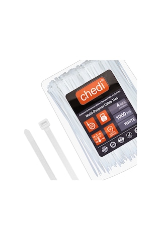 Chedı Kablo Bağları, 10 Cm 1000'li Paket Çok Amaçlı Kullanım, Premium Kalite Beyaz Kablo Klipsi