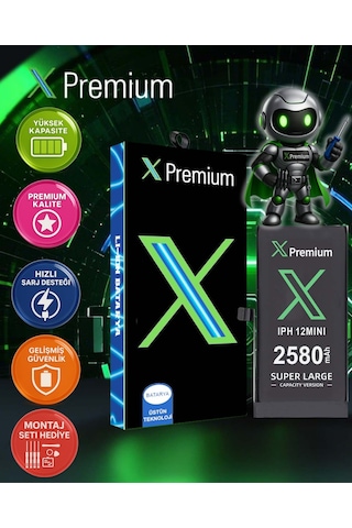 Xpremium Apple Uyumlu iPhone  12 Mini Batarya Pil Süper Yüksek Kapasiteli Güçlendirilmiş 2580 Mah