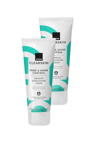 Clearskin Pore & Shine Control Smooth Yüz İçin Arındırıcı Scrub 75 Ml. İkili Paket
