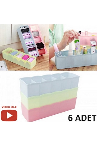 5 Bölmeli Çekmece Düzenleyici Çoraplık Kravat Şal Çok Renkli