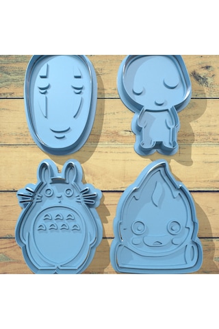 Totoro Calcifer Yüzsüz Anime Karakter Figürlü Kurabiye Kalıbı Seti Hamur Kesici Aparat Çok Renkli