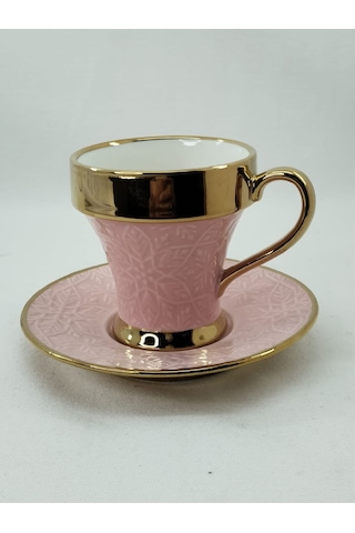 Tutku 2 Kişilik Porselen Nescafe Fincanı Pembe Renk Pembe