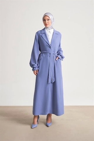 Armine Bileği Lastikli Pardösü 24y8703 Gri Mavi Mavi