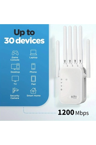 Xuweiwei Beyaz Wifi Sinyal Yansitici Wıfı6 Destekli Cift Bantli 24ghz 5ghz 6 Antenli Ev Ofis Ag Genisletici