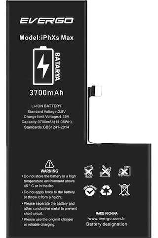 Apple Uyumlu iPhone XS Max  Batarya Pil 3700 Mah evergo