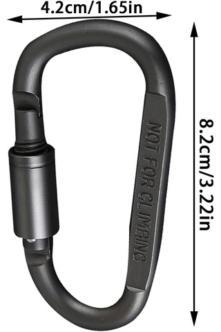Molle Metal Karabina Siyah D Tipi Kilitli Taktik Anahtarlık Çok Amaçlı