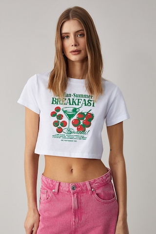 ETHIQUET BE VETH Kadın Bisiklet Yaka Oversize Beyaz T-Shirt
