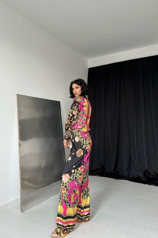 Sensuelle Desenli Gömlek Ve Desenli Pantolon Takım Çok Renkli