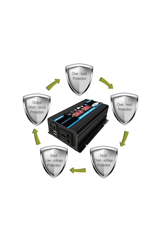 Wondernest Tang Iı Nesil 12v - 220v 4000w Araç İçin Güç Çevirici Siyah