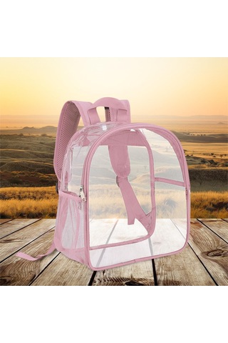 Homyl Şeffaf Sırt Çantası Pvc Mini Dayanıklı Gizli Sakli Pembe