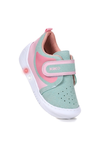 Kiko Kids Kugan Cırtlı Işıklı Kız Bebek Yürüyüş Spor Ayakkabı Su Yeşili - Pembe Su Yeşili - Pembe