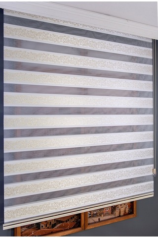 Gold Simli Zebra Perde Sarı