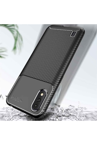 Samsung Galaxy Uyumlu A01 Karbon Desenli Negro Silikon Kılıf
