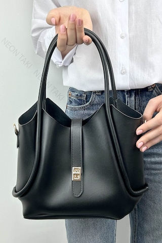 Çanta 67, Yavrulu Yumuşak Deri Ayarlanabilir Askılı Kadın Çanta Siyah Siyah