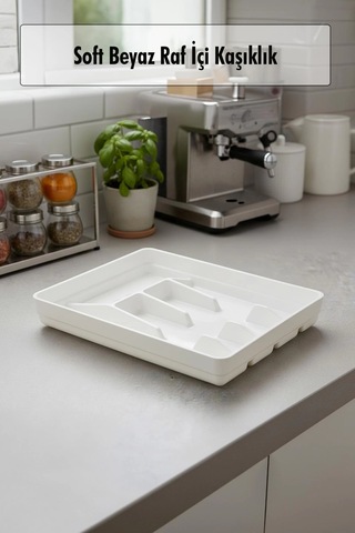 Soft Beyaz Akrilik Raf İçi Kaşıklık 26,5 34,5 4,5 Cm Çok Renkli