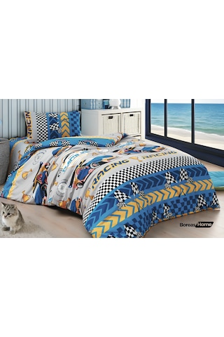 Boreas Home Blue Racer Pamuklu Tek Kişilik Nevresim Takımı