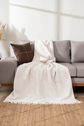 Rustıc Krem- Bej Koltuk Örtüsü 170x220cm 5160a Krem Bej