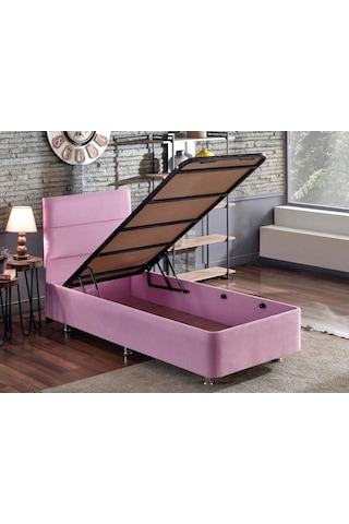 Nironyatak Niron Pinky 100 x 200 CM Tek Kişilik Yatak Seti - Pembe Kumaş Baza, Ba