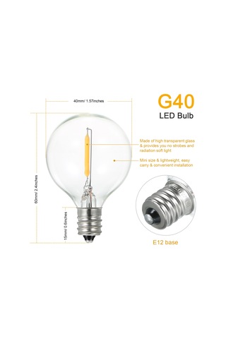 25 Adet Led G40 Küre Lamba Ampul E12 Taban Soket Tutucu Işık Dizisi Ev Partisi Dekorasyonu Düğün Fonksiyonu Taşınabilir