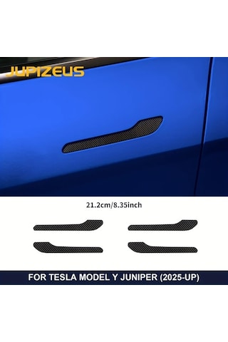 Topnotch Tesla Model Y Juniper 2025 Kapı Kolu Karbon Fiber Kaplama 4 Parça Çizilmeye Dayanıklı