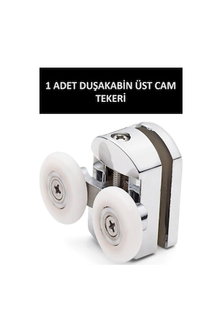 1 Adet Üst Duşakabin Tekerleği Üst Cam Rulman Krom Teker 23 Mm Beyaz - Şeffaf