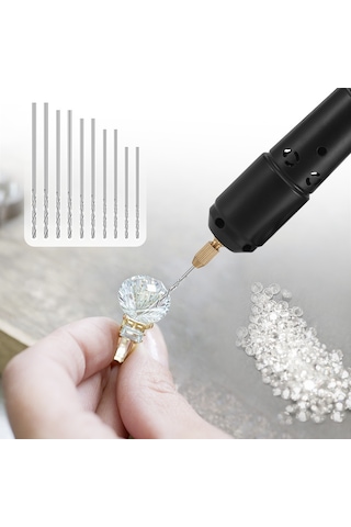 Suofeng Usb Mini Matkap Seti - 10 Uçlu 0.8-1.2mm Takı Yapımı İçin El Aleti, 100 Adet Altın/gümüş Çivili