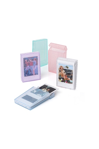 Sones 3 İnç Dondurma Parıltılı Fotoğraf Kutusu Ünlü Fotoğraf Kartı Saklama Kutusu Polaroidler İçin, Renk: Yeşil