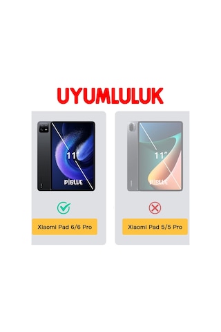 Xiaomi Pad 6 / 6 Pro 11 İnç Modeli İle Uyumlu 360 Dönerli Tablet Kılıfı 3lü Set Kapaklı Kılıf