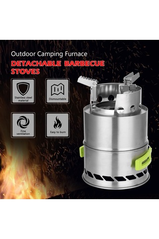 Maiyame Dış Mekan Çelik Çatırabilir Odun Ocağı Seti - Taşınabilir Kamp Mutfak, Izgara Ve Isıtma Aleti Standart Konfigürasyon Çok Renkli