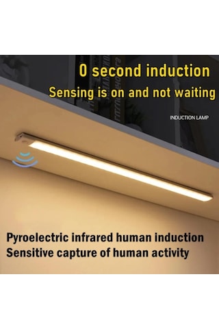 Beyaz Led Işık Kabine Aydınlatma Pır Hareket Sensörü Led Usb Şarj Edilebilir Siyah Alüminyum Mutfak Dolapları Işıklar Aydınlatma Ultra-ince 10cm