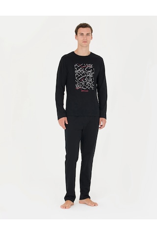 Pierre Cardin 6030 Uzun Kol Erkek Pijama Takımı V2 Siyah