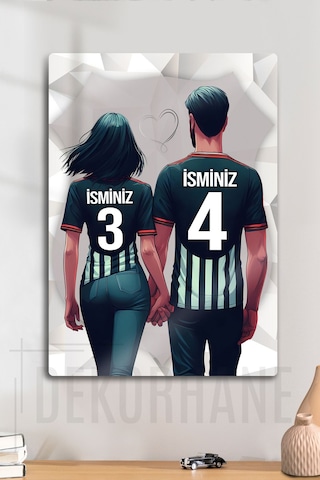 Metal Üzerine - Kişiye Özel Siyah Beyaz, Kara Kartal, Besikt'aşk Taraftar Sevgili Temalı