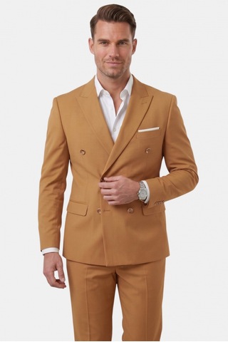 Deep Sea Deepsea Erkek Camel Premium Collection İtalyan Kesim Likralı Kruvaze Takım Elbise 2600643