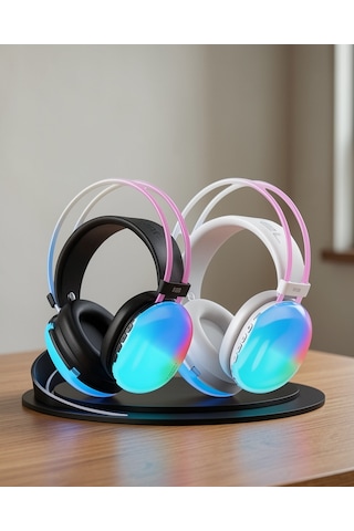 Kulak Üstü Kulaklık Kablosuz Rgb Işıklı Bluetooth Uzun Ömürlü