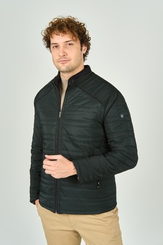 Lucas Erkek Dik Yaka Deri Biyeli Kapitone Mont 4706 Yeşil Yeşil