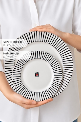 Karaca x Beşiktaş Lisanslı Forever Bone 60 Parça 8 Kişilik Yemek Takımı Platin
