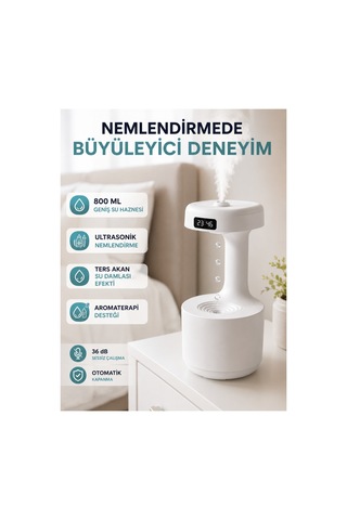 Astraltech Yağmur Damlası Hava Nemlendirici Ultrasonik Buhar Makinesi 800 Ml Aroma Difüzör