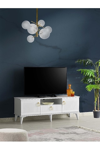 110 CM MDF MEBRAN KAPAK TV SEHPASI BEYAZ