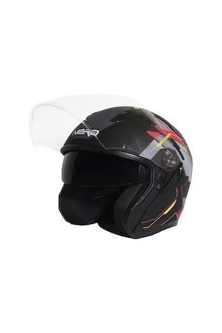 Gp Nero Mks006-mbc5r Şeffaf Vizörlü Motosiklet Yarım Kask Siyah Kırmızı