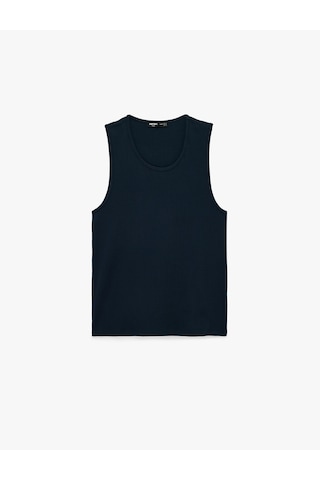 Koton Pamuklu Kolsuz Bisiklet Yaka Slim Fit Atlet Lacivert 6sam30006mk