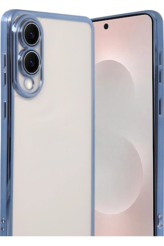 Samsung Uyumlu Galaxy S25 Edge Kamera Korumalı Lensli Silikon Açık Mavi,