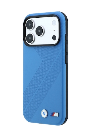 Apple Uyumlu iPhone 18 Pro Uyumlu Kılıf Bmw Lisanslı M-safe Özellikli M Logolu Lastik İzi Desenli Kapak Mavi