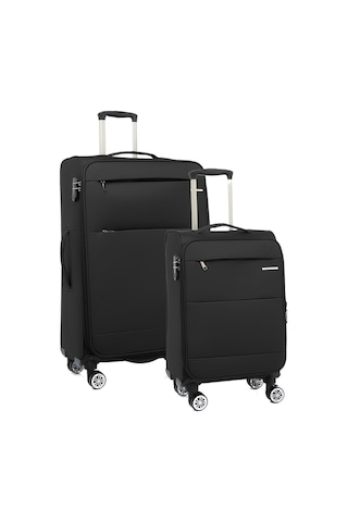 Louisiana Polo 2'li Valiz Seti Büyük Ve Kabin Boy Lüx Kumaş Valiz Siyah 2082 Siyah