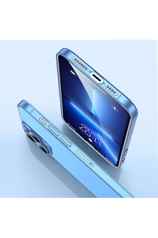 Hepsi Ally iPhone Uyumlu 14 Plus 6.7inch Frosted Glass Şeffaf Kamera Korumalı Kılıf- 5775 Najmaddin Siyah