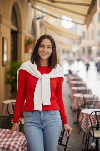 Mollycrush Kadın Beyaz Kazak Görünümlü Triko Şal Bağlamalı Şık Model Ekru